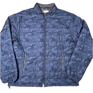 Peter Millar All Course Puffer Jacket Full Zip Mens Blue Camo Sz L Golf Outdoors